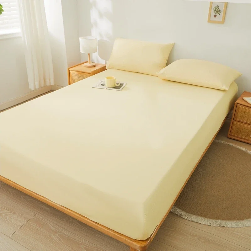 Brushed Mattress Cover Double/Queen Size Solid Color Fitted Sheet For Double Bed Anti-Mite 침대커버 200X220cm 매트리스커버 (No Pillowcase): See below for size descriptions / black