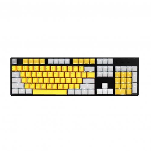 104Pcs Wear-resistant Backlight Key Caps Replacement Kit for Mechanical Keyboard 104 Keys Replacement Button for Gamer Keyboard: White Yellow