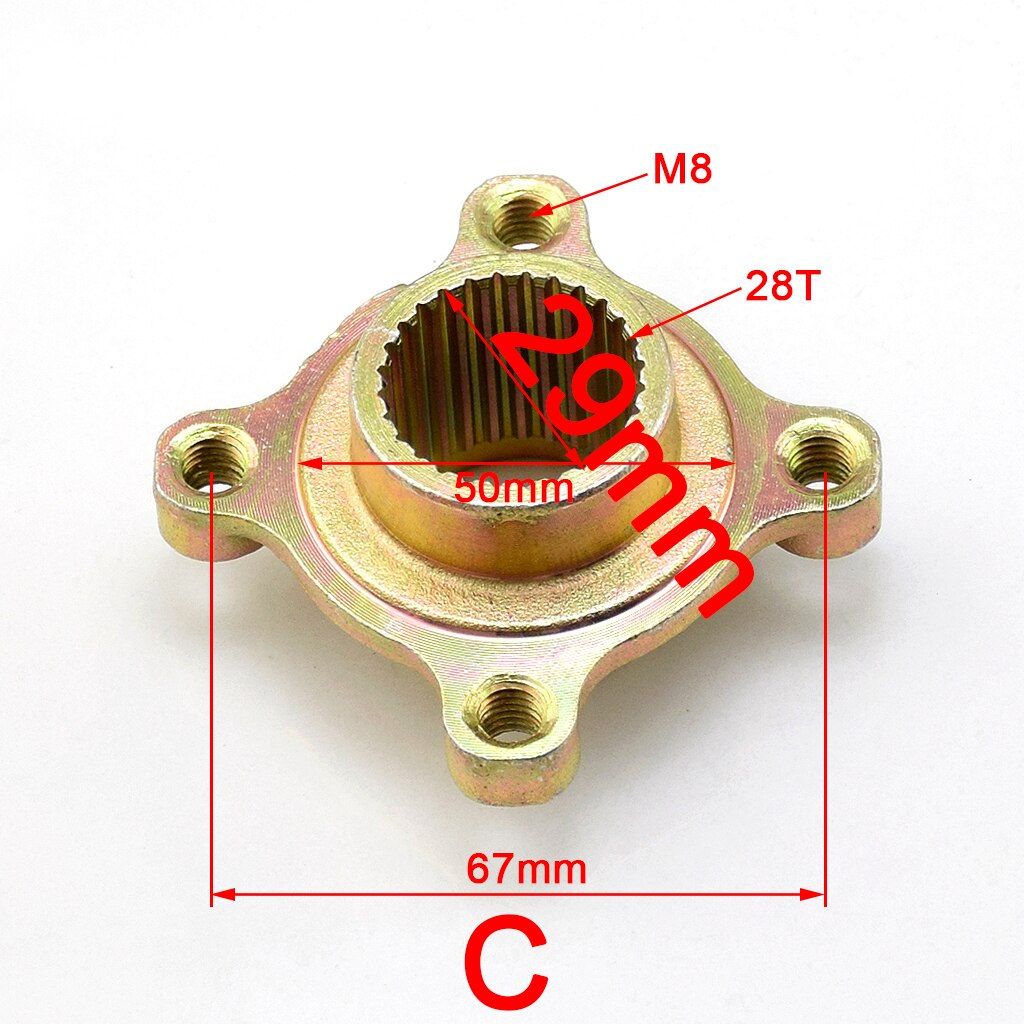 4 Stud 3 hole Axle 23T 24T 17T Hub Spline Mounting brackets Wheel Hub for 50cc- 125cc 150cc 250cc Quad Dirt Bike ATV Buggy: C