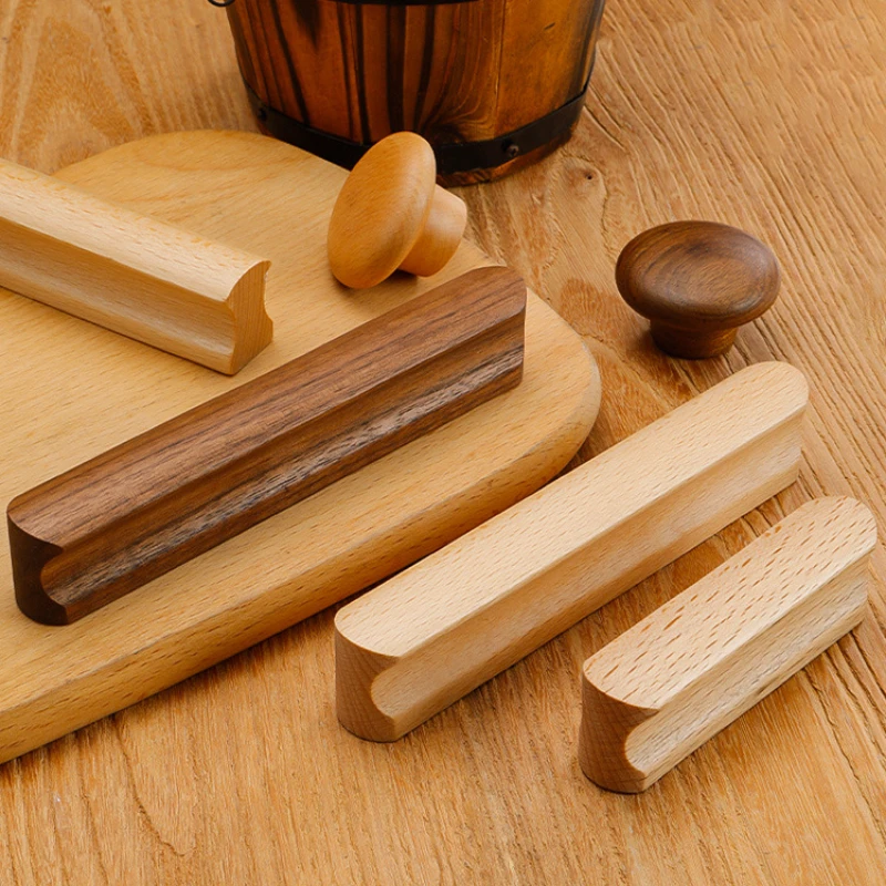 Fabrieksgroothandel Kastdeur Houten handvat Kast Kastdeurgreep Beuken Zwart Walnoot Ladeblok Massief hout Klein handvat