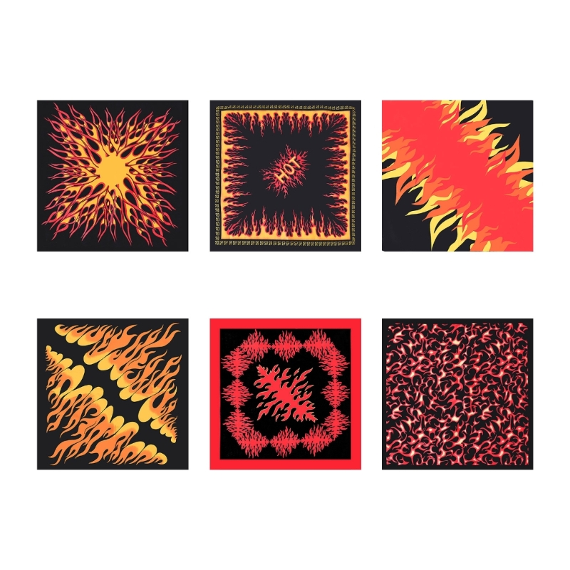 21 '' flammen-bandana-kopftuch-Turban für damen und herren, streetstyle-Turban, unisex-kopftuch, bandana mit feuermuster