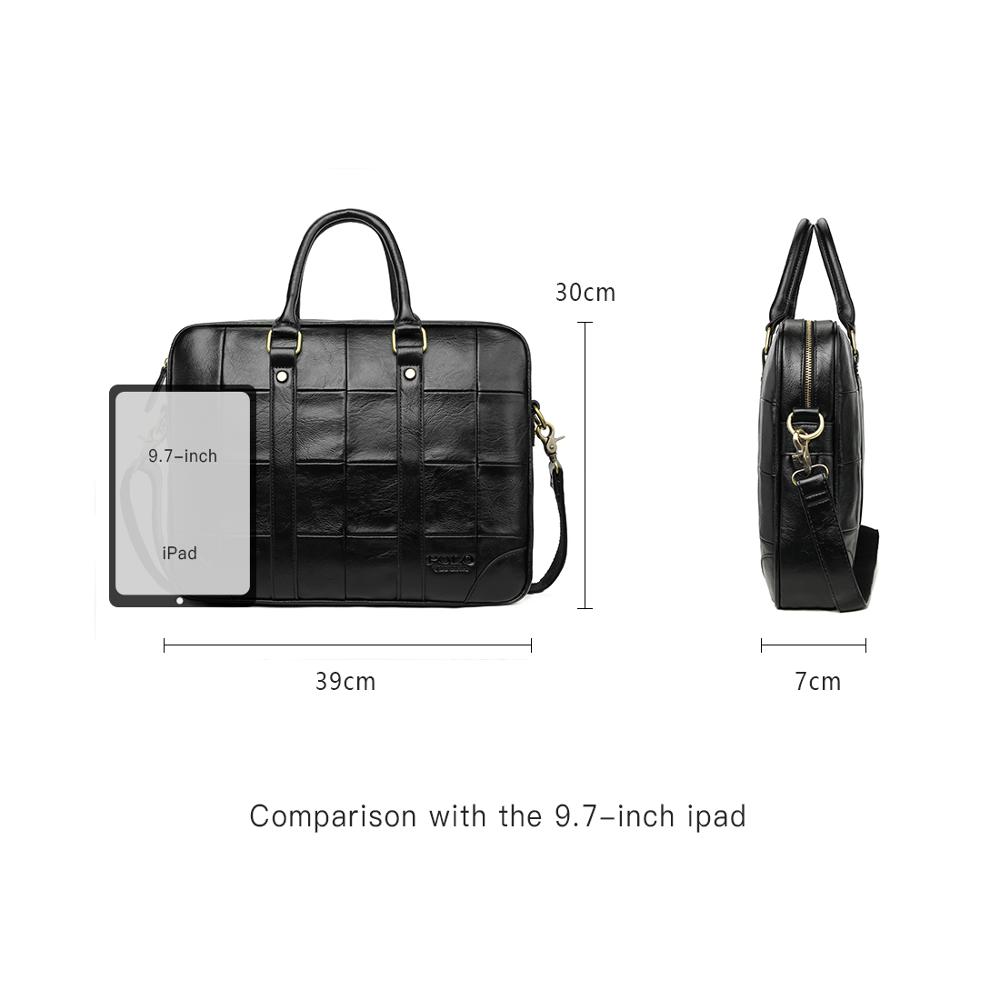 VICUNA POLO classique grand Plaid noir hommes en cuir sacoche pour ordinateur portable solide hommes en cuir sac à main sacs à bandoulière