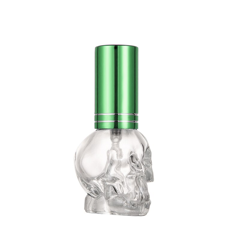 Nbyaïque tête de crâne fendu bouteille vide bouteille en verre parfum en vrac bouteille vide 8ML verre vaporisateur parfum bouteille vide: green