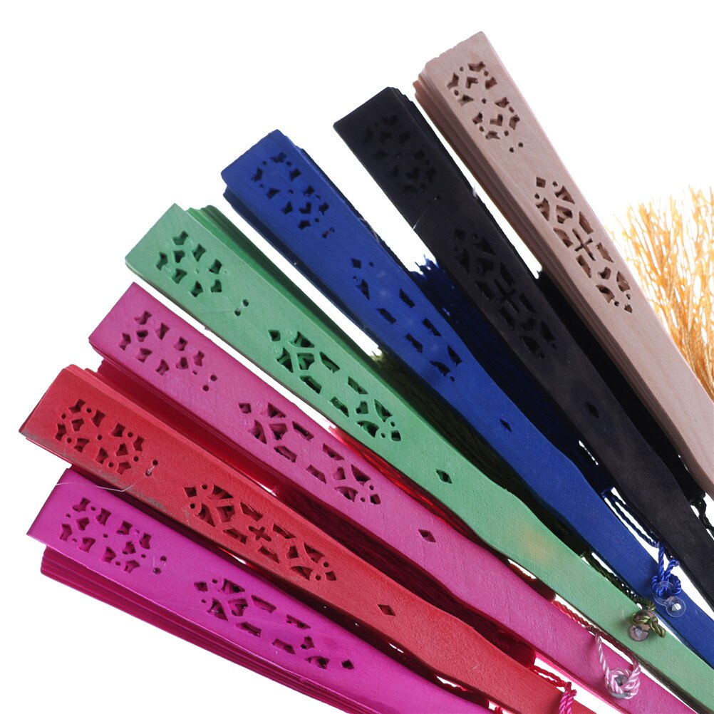 Abanico Chino Vintage de madera tallado, abanico de mano plegable, decoración del hogar, de bolsillo, recuerdos de boda y nupcial, multicolor, 1 ud.