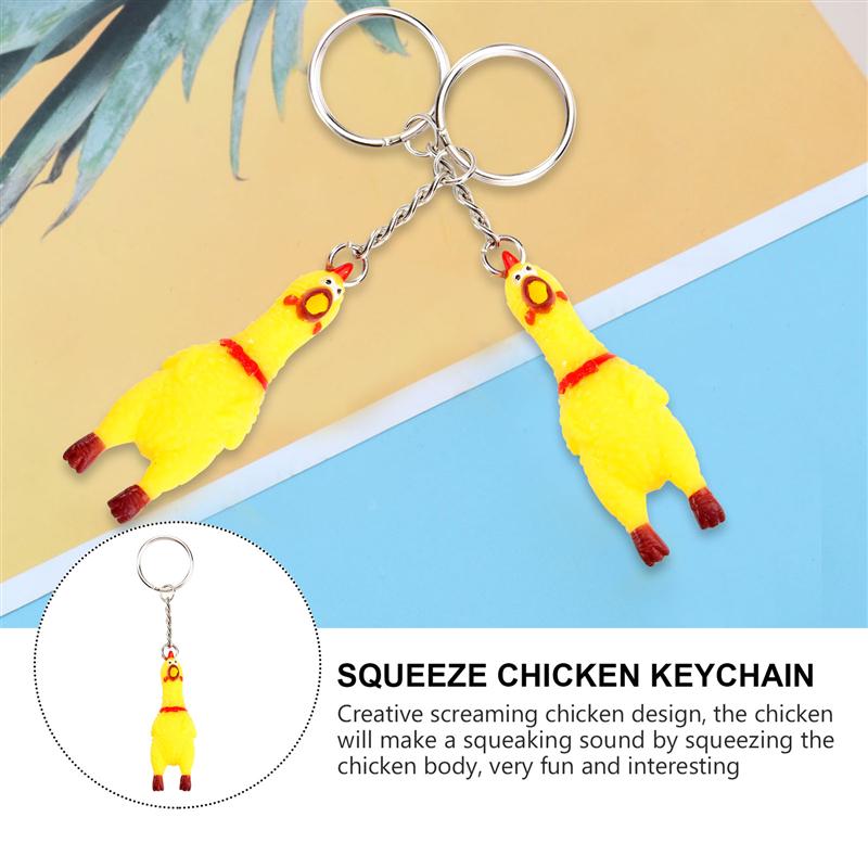 3/5 Pack Squeeze Screaming Kip Sleutelhanger Grappige Geel Squeaking Kip Hanger Voor Sleutels Tassen Telefoons Mini Screaming Kip