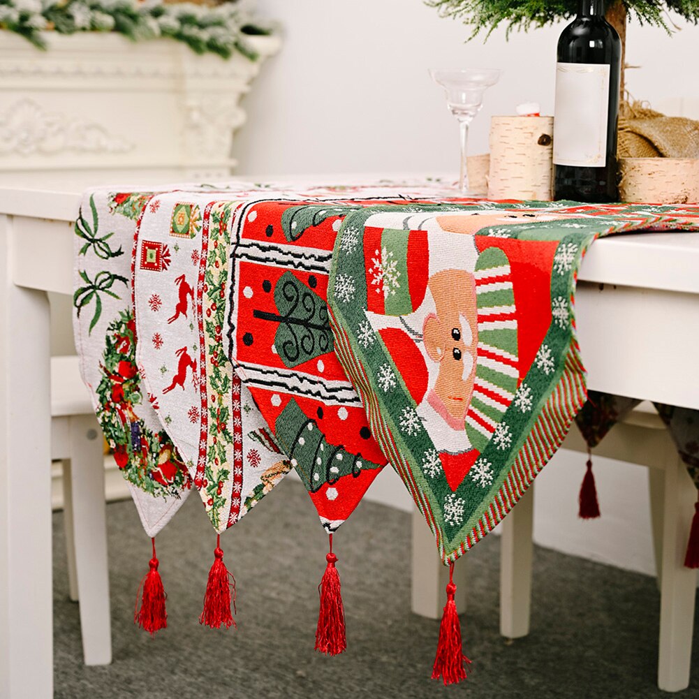 Kreative Weihnachten Dekorative Tisch Läufer Kreative Gestrickte Stoff Tisch Läufer Quaste Weihnachten Restaurant Tischdecke Matten
