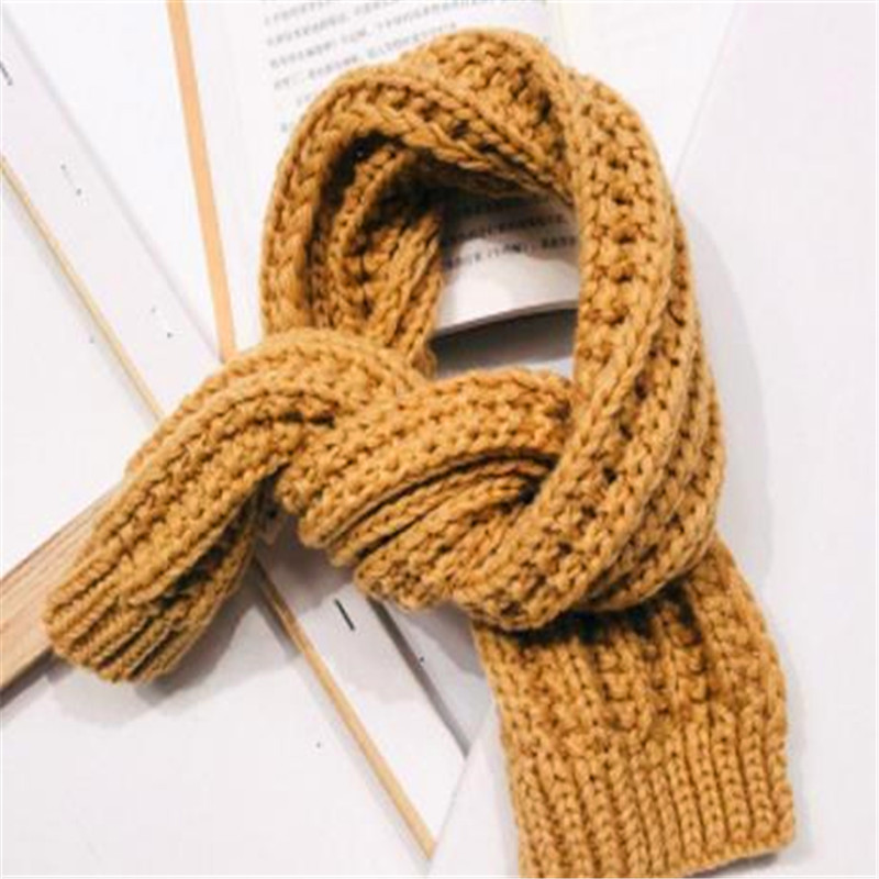 De kleine breien sjaal kinderen pure kleur sjaal jongen mode centra baby candy kleur sjaal in de winter van HC022: HC022-khaki / 4-8 Jaar