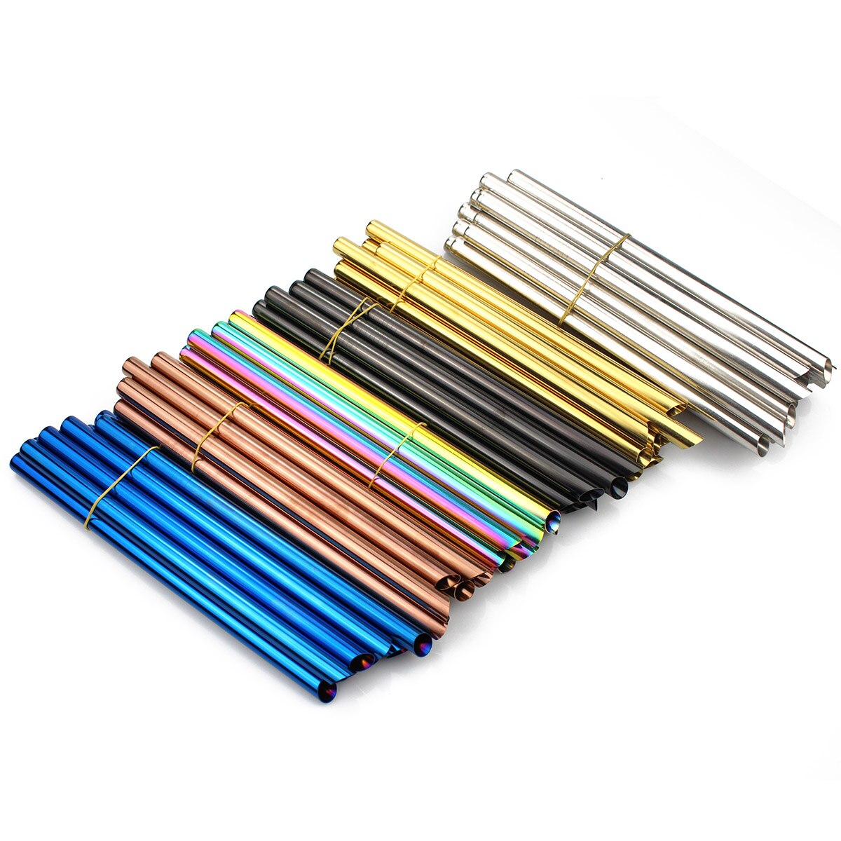 2 stk genanvendelige brede metal sugerør skarpe sugerør 215 x 12mm lige drikke sugerør spidse spidser perle milkshake bubble tea