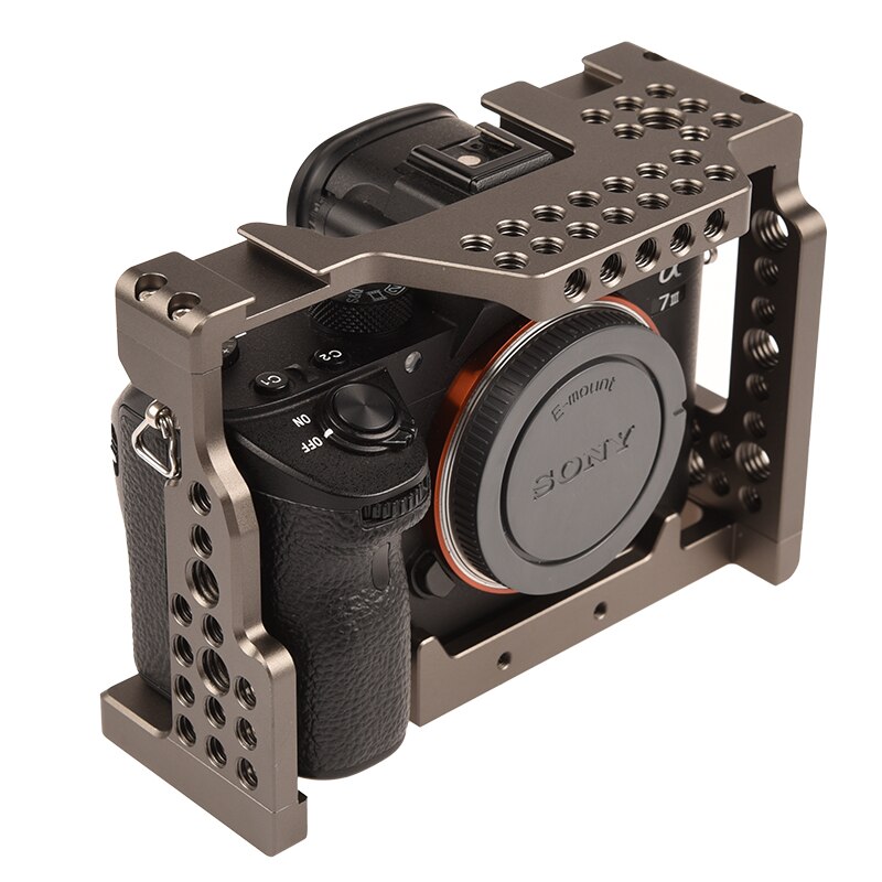 VLOGMAGIC Camera Stabilizer Cage Rig for Sony A7RIII A7M3 A7III with Cold Shoe Mount Thread Holes（Bronze)