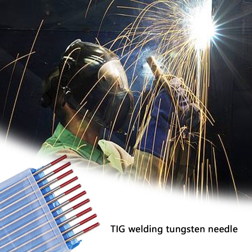 10 unids/caja WT20 Color rojo 1,0*170 cabeza de electrodo de tungsteno de torio aguja de tungsteno/varilla para máquina de soldadura