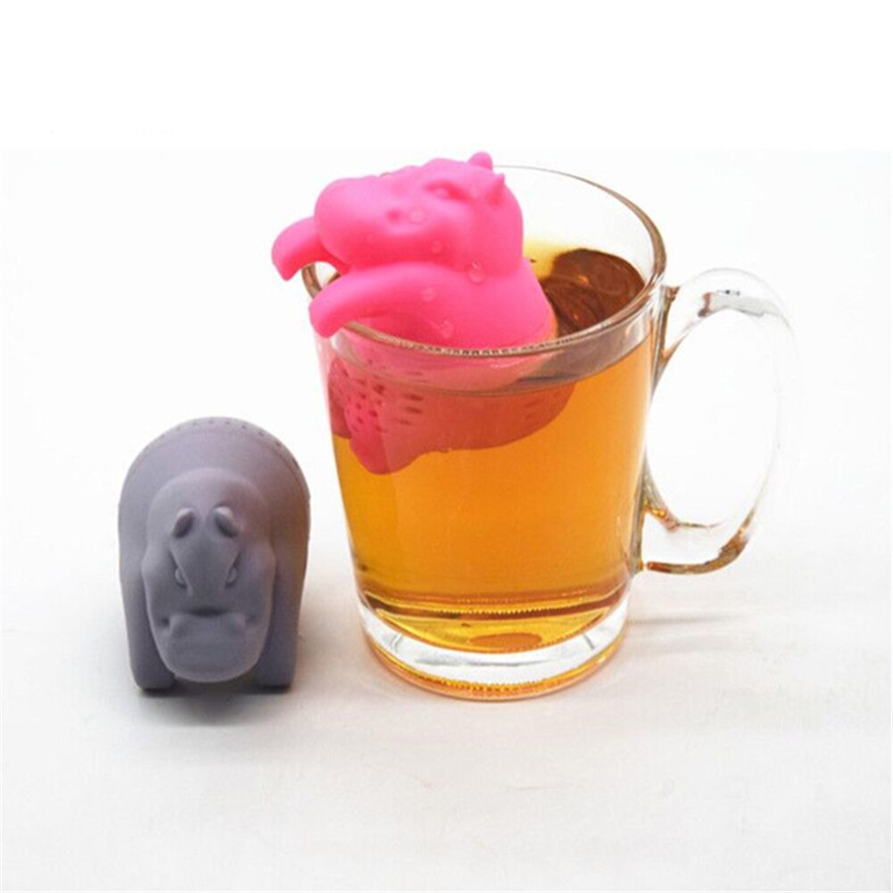 1Pcs Siliconen Theezeefje Herbruikbare Hippo Shaped Thee-ei Koffie Herb Filter Lege Thee Zakken Losbladige Diffuser Accessoires