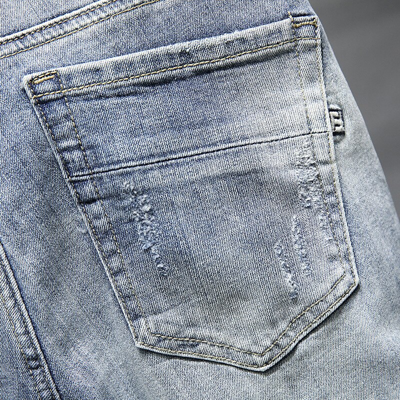 Pantalones vaqueros de Hombre rasgados elásticos Skinny destruido Hip Hop vaquero deshilachado Homme de Jeans para Hombre Pantalones para Hombre