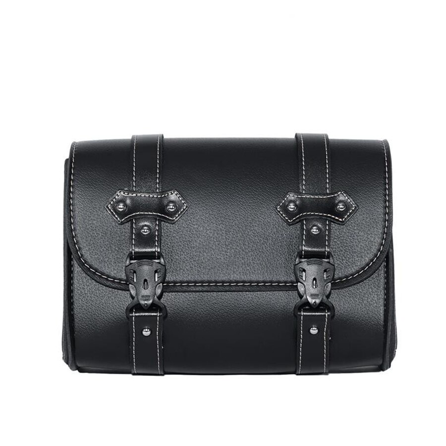 Krtopo Motorcycle Tail Bag PU Leather Tool Roll Zadel Motor Side Luggage Travel Tool Zadeltas met 2 bevestigingsriemen Zwart