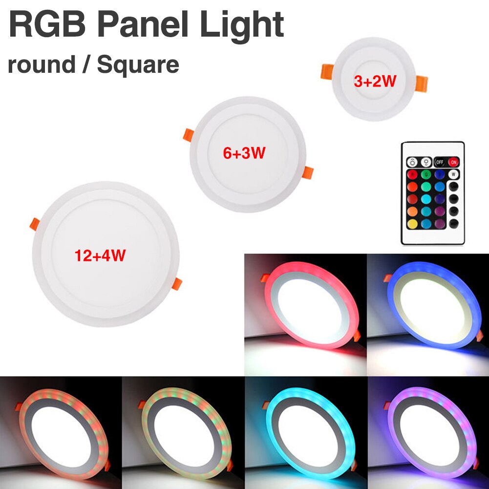 Rgb Plafondlamp Ronde Vierkante Dimbare Rgb Led Oppervlak Verzonken Panel Licht Kleurrijke Paneel Licht + Afstandsbediening 5W 9W 16W