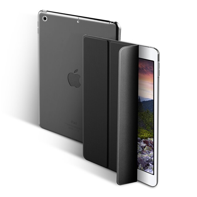 Fall für iPad Air 2 9,7 Ultra Dünne Magnetische Flip Stand PU Leder Funda für iPad 6 A1566 A1567 Smart abdeckung mit Auto Wake/Sleep-: Black