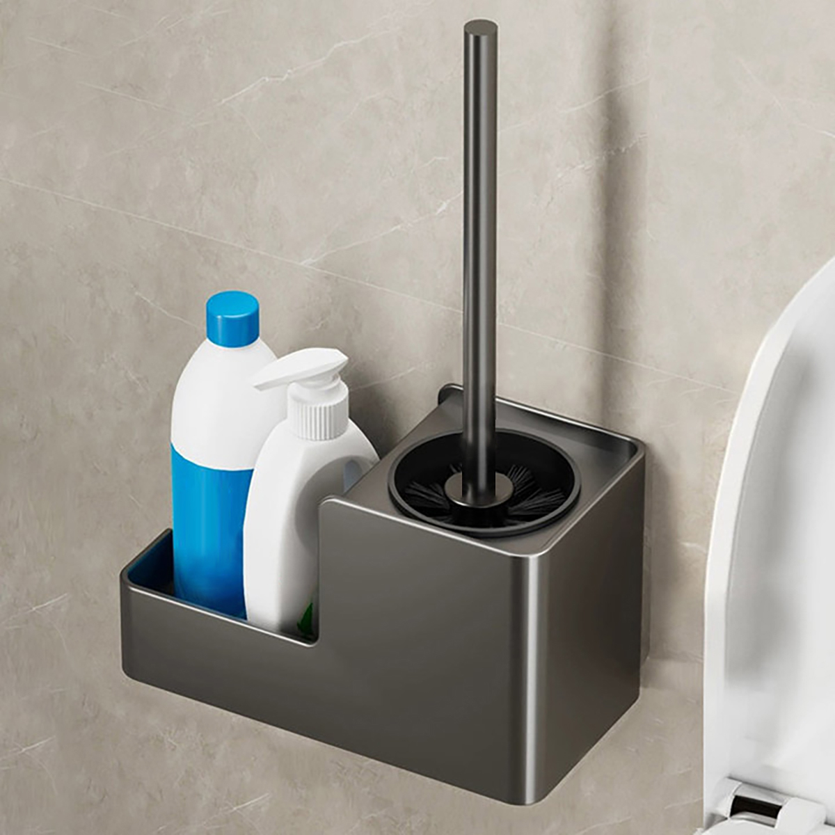 Toiletborstelhouder Muur gemonteerd Badkamerborstel Toiletborstels Voor Schoonmaak Opslag Roestvrij staal Badkameraccessoires: Rood
