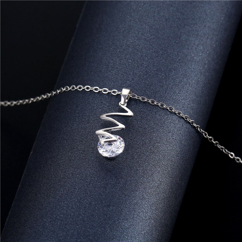 Chic Vrouwen Zomer Sea Wave Hanger Ketting Elegante Rvs Ketting Zirconia Ketting Femme Strand Sieraden