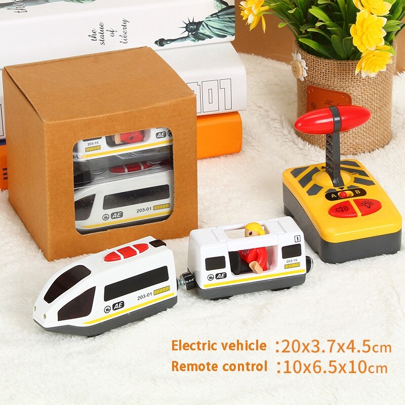 Tren Eléctrico de Control remoto Compatible con tren de juguete de pista de madera