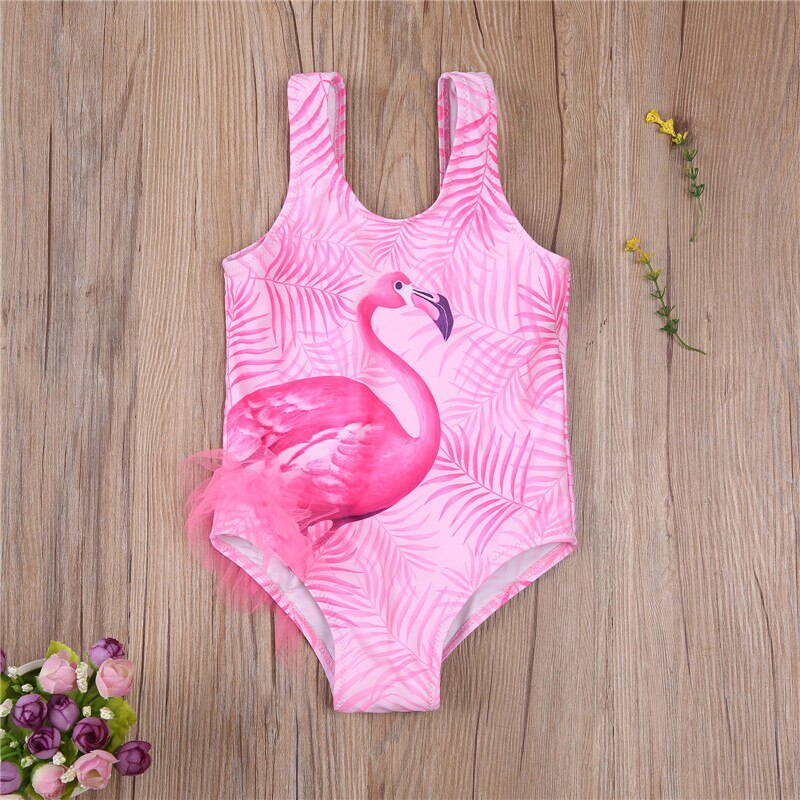 Kids Swimsuit 3~12Y Girls One-piece Swimsuit Children Girls Cute Children Baby Girl Pink Printed One-Pieces Swimwear
