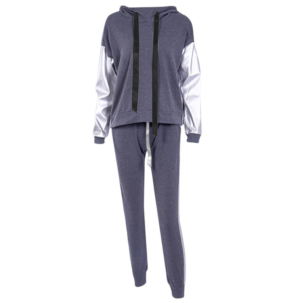 Ladies Solid Tracksuit Women Set Top Pants Suit Female 2 Piece Set Women Hoodies Pant Clothing Set Warm Newest Clothes#3: XL / DARK GRAY