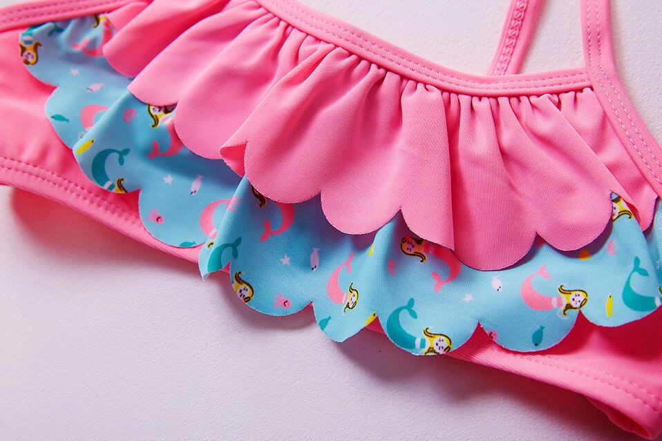 Girls Two-pieces Swimsuit Mermaid 1-6 Years Ruffle Style Girls Swimwear Kids Children's Swimwear Girls Swimsuits 9176