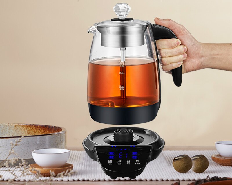 220v 1l 800w automatisk isolering damp te maker sundhed gryde elkedel højt borosilikatglas 304 rustfrit stål