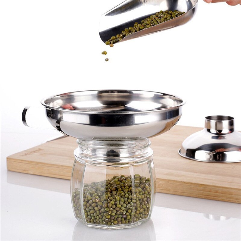 Embudo de boquilla ancha de acero inoxidable, embudos para lata de alimentos en polvo, granos, pepinillos, utensilios de cocina, accesorios para Cocina