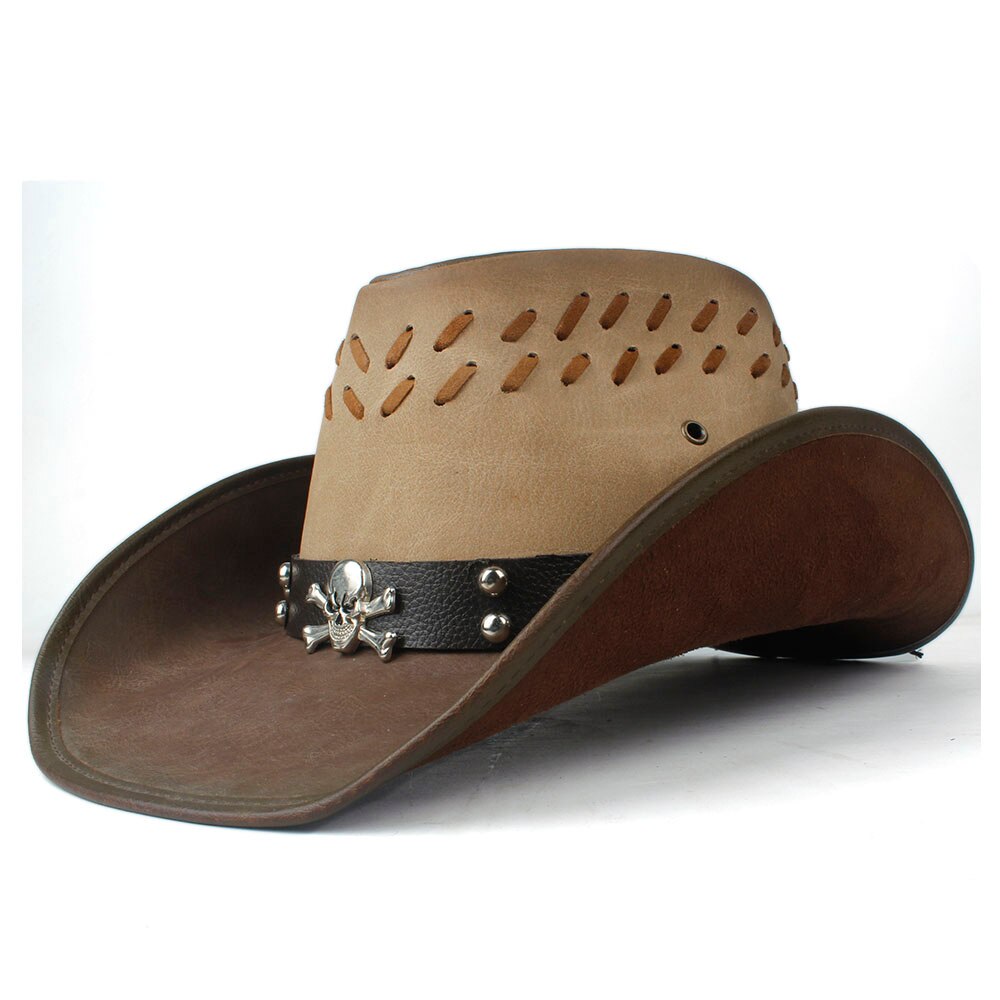 100% Leather Men Women Western Cowboy Hat Wide Bri... – Vicedeal
