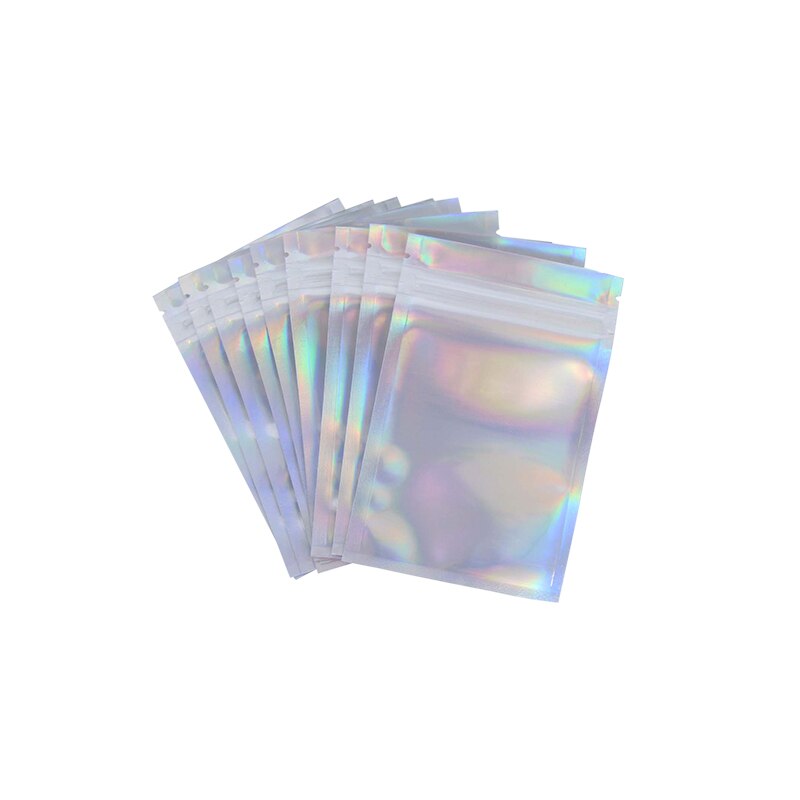 20 Stuks Iriserende Plastic Zakken Zip Lock Met Venster Stand Up Hersluitbare Grip Ziplock Zakjes Thee Koffie Bean Snoep Verpakking voedsel: 8.5x13cm-20PCS