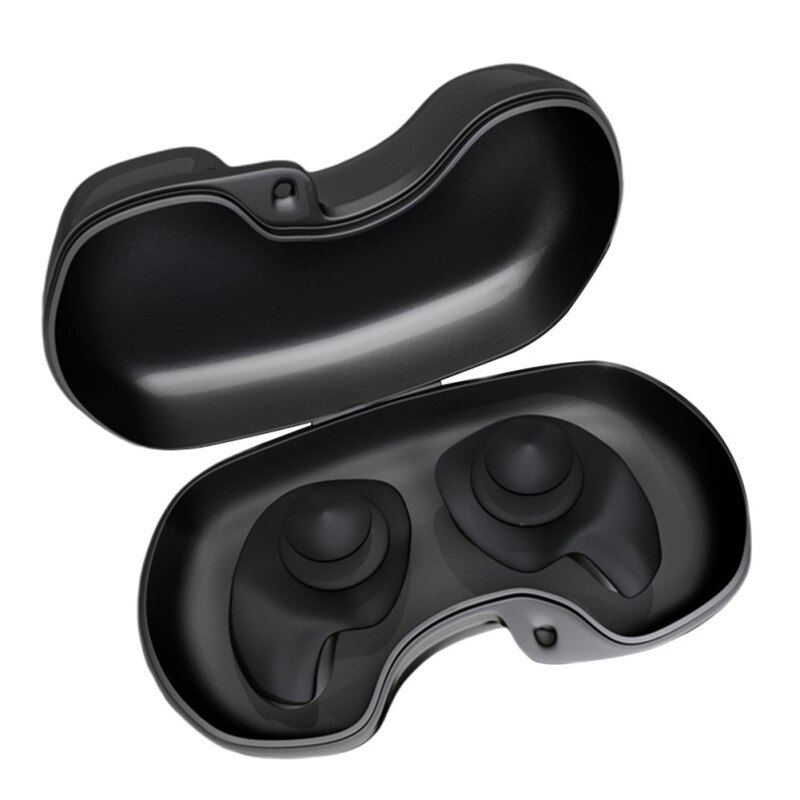 1 Pair Diving Water Sports Swimming Accessories With Collection Box Soft Dust-Proof Ear Silicone Plugs Waterproof Earplugs Gear: black