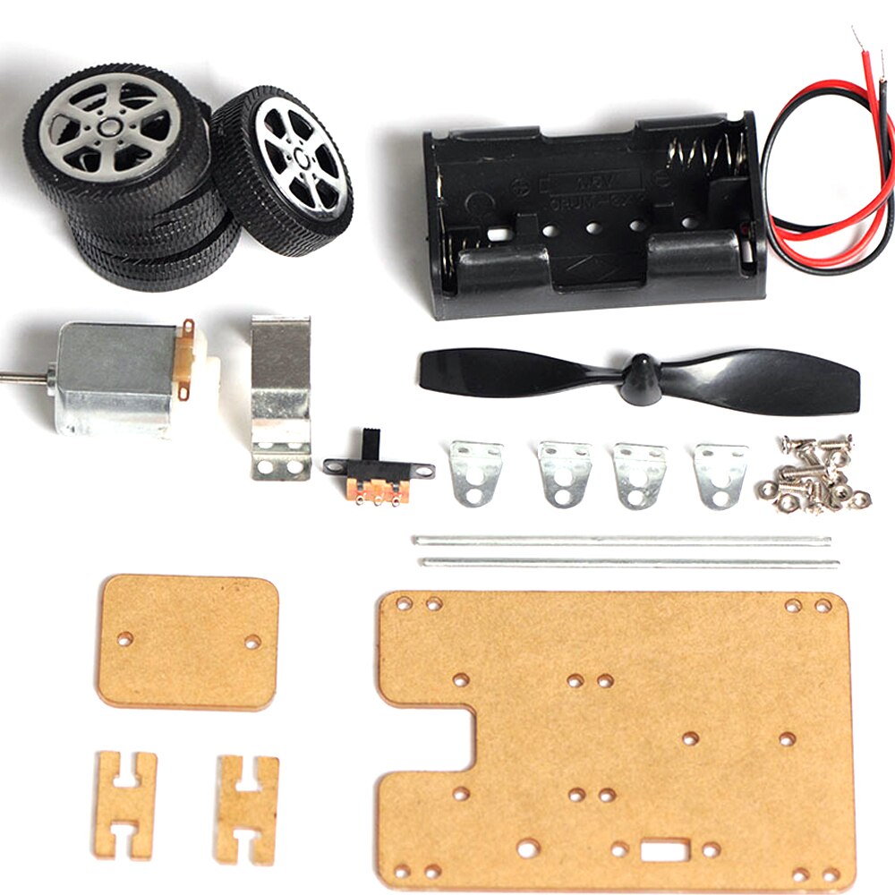 DIY juguete de cuerda de viento coche para montar Juguetes de energía eólica Robot de Motor automático intelectual de la ciencia de juguete educativo para niños