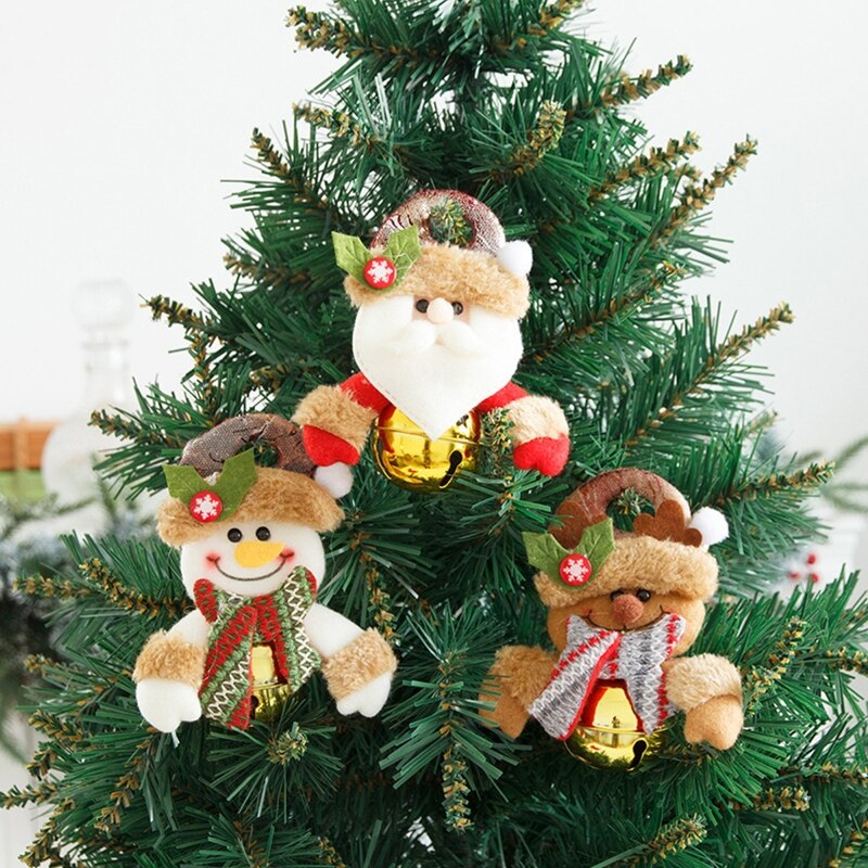 3 Pcs Kerst Element Pop Bel Hanger Diy Xmas Kerstboomversiering Santa Sneeuwpop En Rendier Opknoping Ornamenten Familie