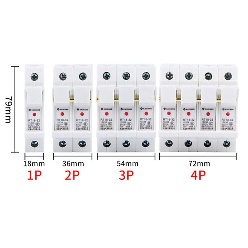 RT18 32X AC 32A 64A 1 Pole DIN Rail Mount Fuse Holder Base Fuse bases fuse holders 500V