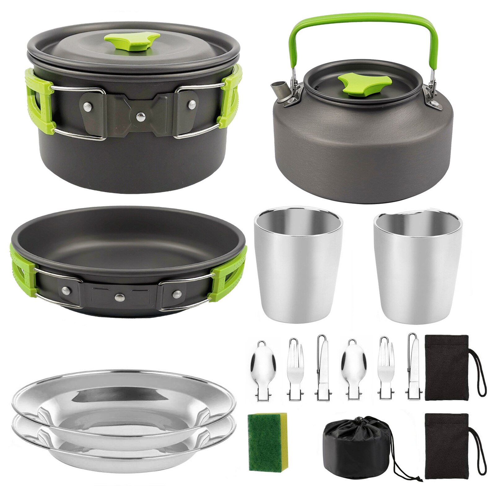13pcs Outdoor Camping Cookware Set Marching Utensils Tableware Cooking Stove Kit Travel Pan Hiking Picnic Camping Tools
