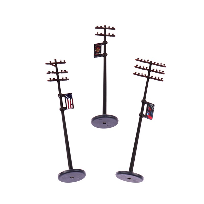 3 pcs/set 1:87 Mini Electric Line Pole for Train Railways Street Doll House Decoration toys