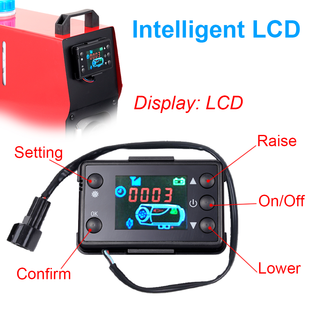 Calefacción estacionaria para motores diésel, calentador de aire de 12V con interruptor y botones, mando a distancia, pantalla LCD, Kit de plástico
