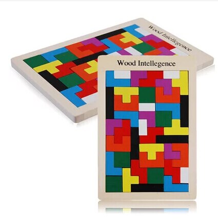 Kleurrijke Houten Tangram Brain-Teaser Puzzel Tetris Game Educatief Developmental Baby Speelgoed voor kinderen