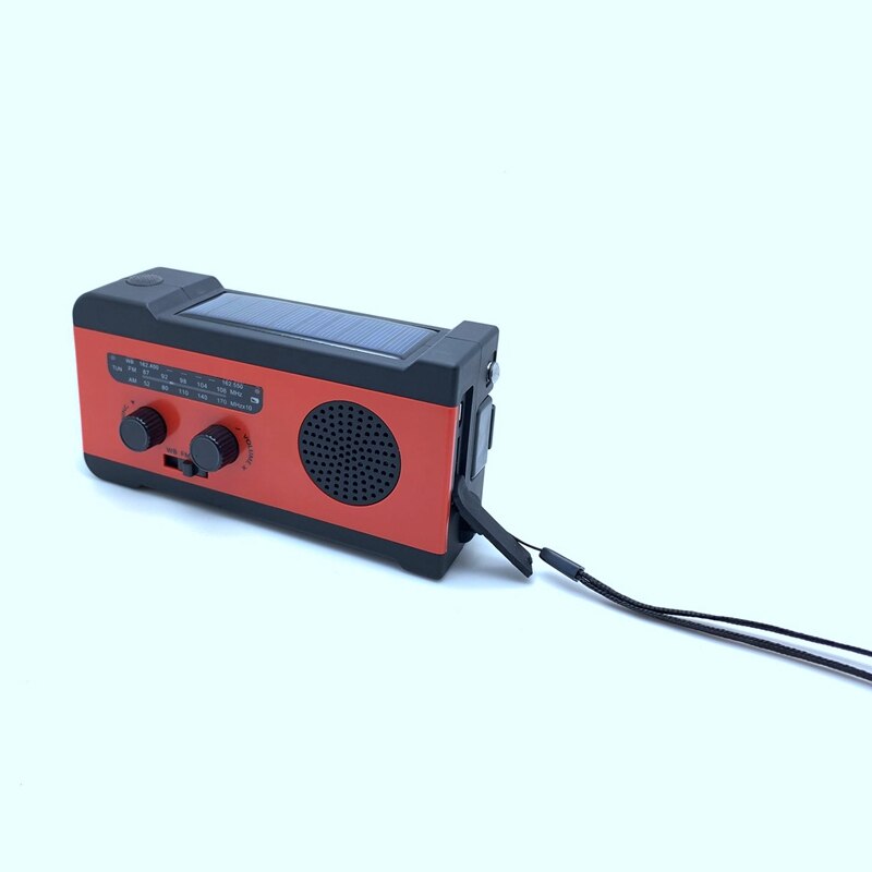 Portable AM FM Emergency Hand Crank Solar Radio with 2000MAh Power Bank LED Light SOS Alarm for Camping Outdoor
