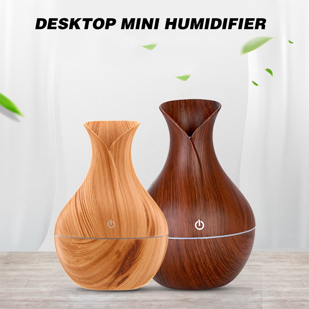 130Ml Luchtbevochtiger Essentiële Olie Diffuser Houtnerf Aromatherapie Diffusers Aroma Purifier Mist Maker Led Licht Voor Thuis
