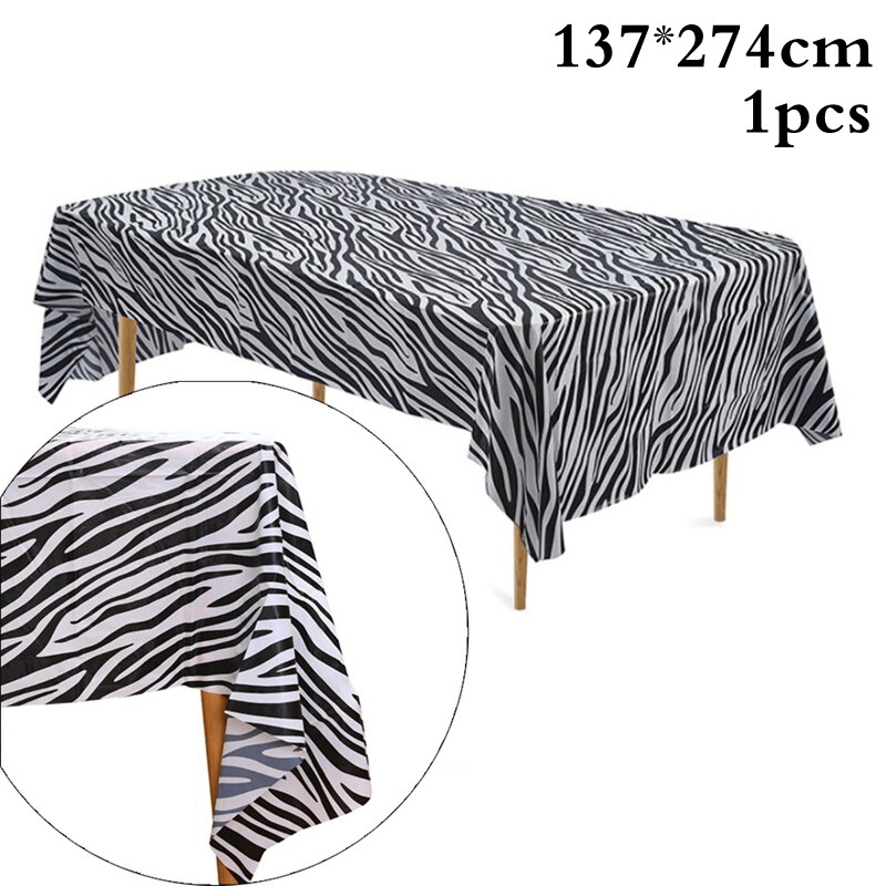 1 STKS Wegwerp tafelkleed Dier Gestreept Tafelkleed Dier Jungle Safari Party Kids Verjaardagsfeestje Supplies Tafelkleed Decor: Donker Kaki