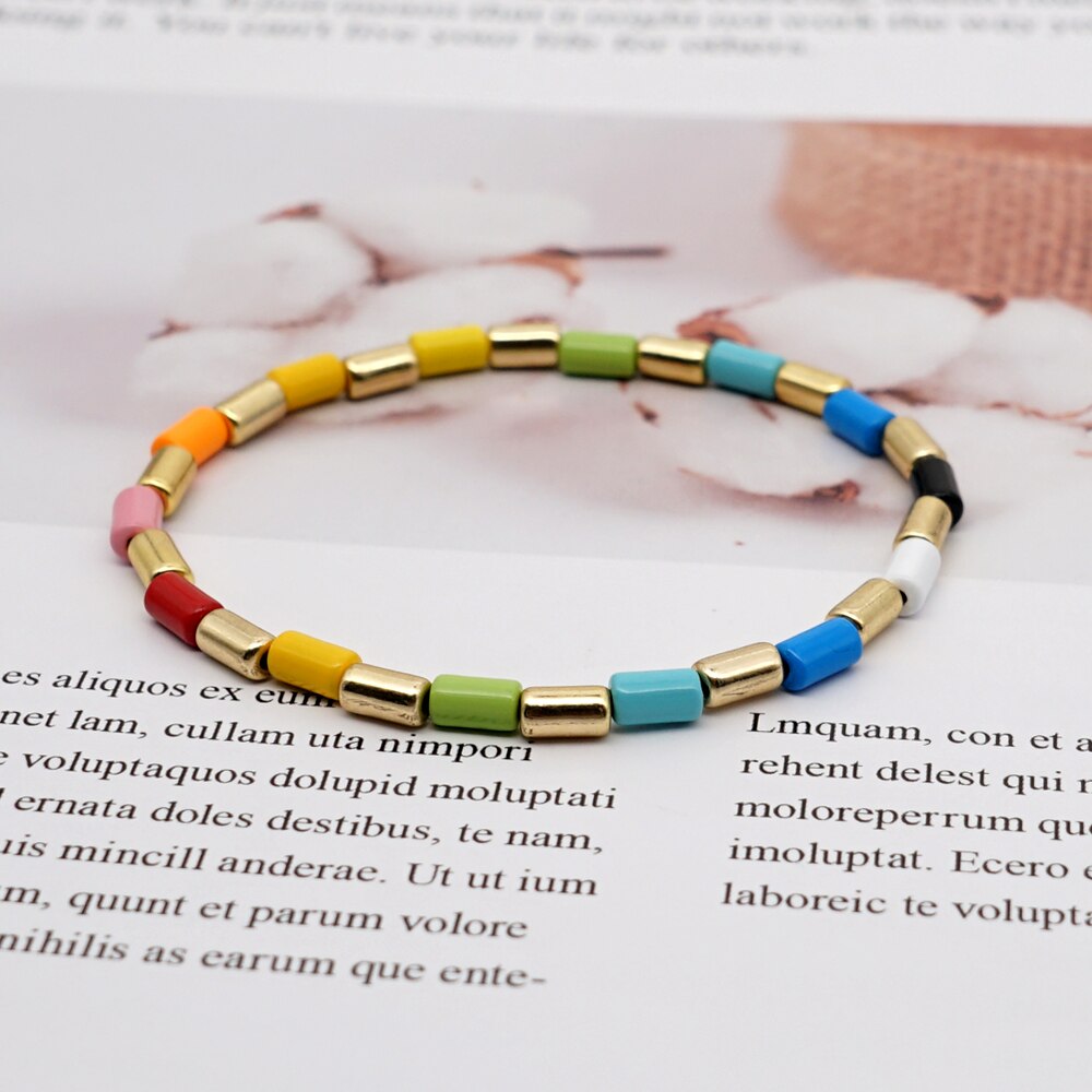 Shinus Rainbow Bracelet For Women Boho Jewelry Summer Jewellry Enamel Tile Bracelets Multicolor Accesorios Armband