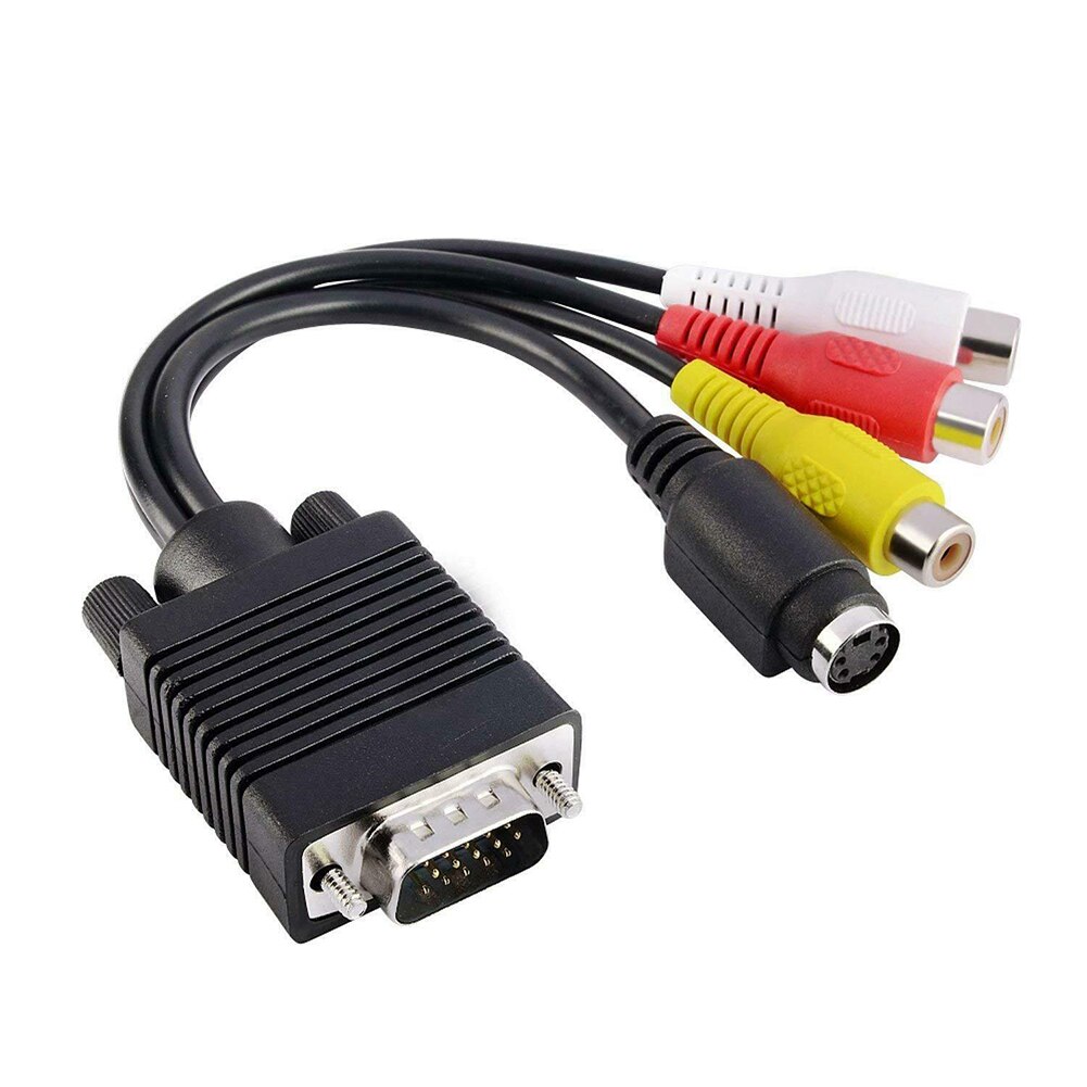 Para VGA a s-video + 3 RCA Cable Adaptador convertidor