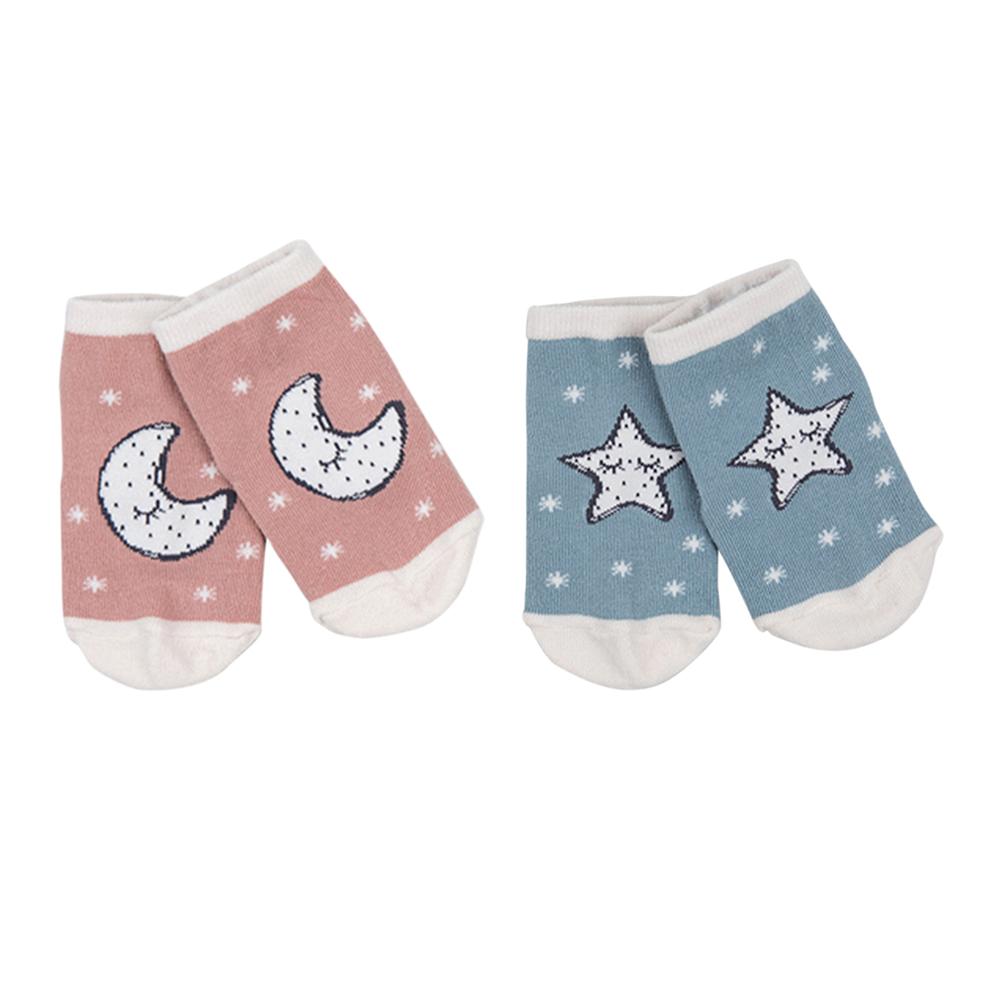 Schattige Baby Jongen Meisje Star Moon Print Sokken Kinderen Katoen Zachte Korte Sokken Roze