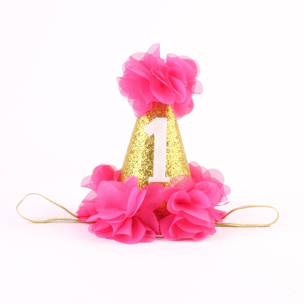 Een Jaar oude baby eerste Verjaardag Hoeden Digitale Leeftijd een Cupcake Toppers kids verjaardagsfeestje decoratie caps WYQ: Rose red