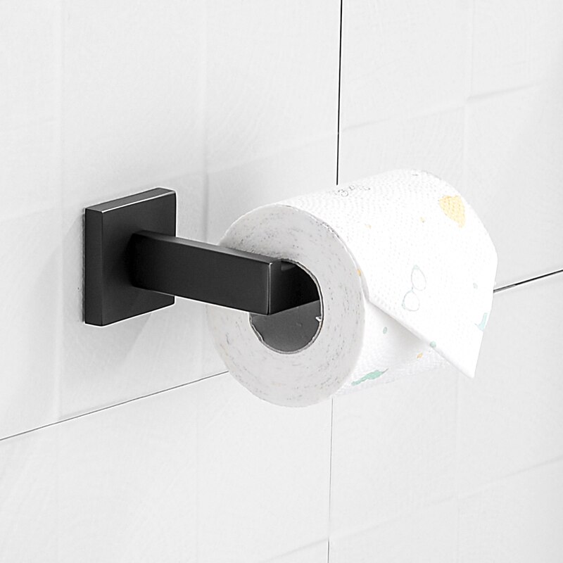 Premium Stainless Steel 4 Pieces Bathroom Hardware Accessories Set Wall Mounted Towel Bar Set Paper Holder Robe Hook Black: 1 Paper Holder