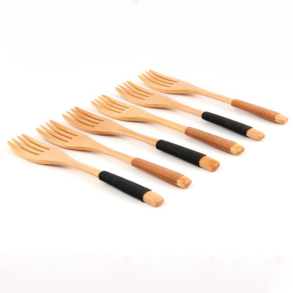 1 pcs Westerse servies Hout Vorken Dessert Fruit Serveren Kinderen Voedsel Gebruiksvoorwerp Dinnerfork Bestek Voor Keuken