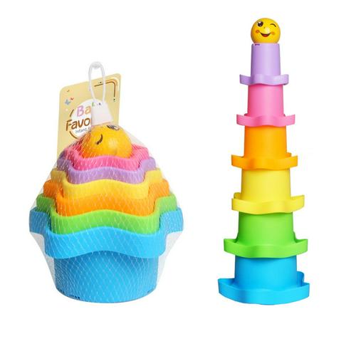 Baby Bath Stacking Cup Set Infant Shower Montessori Bathtub Tower Toy Child Puzzle Swimming Pool Beach Toys For 0 12 Months Kids: 14