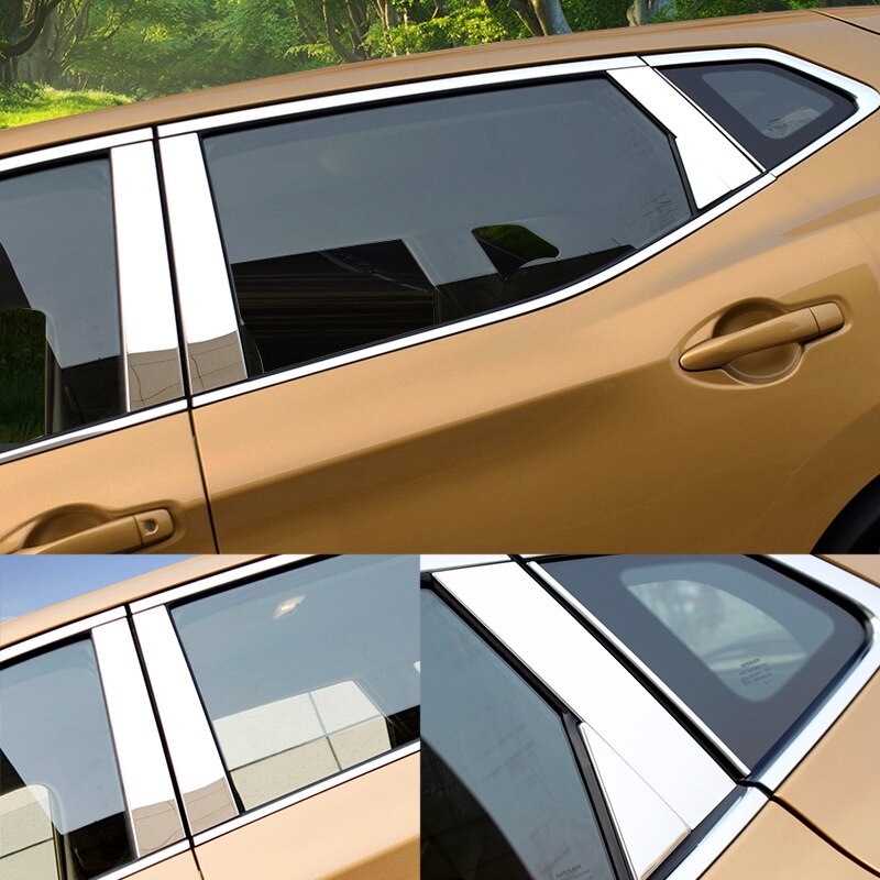Fönster krom pelare stolpe kåpa trim gjutning garnering accent rostfri styling för nissan qashqai  j11