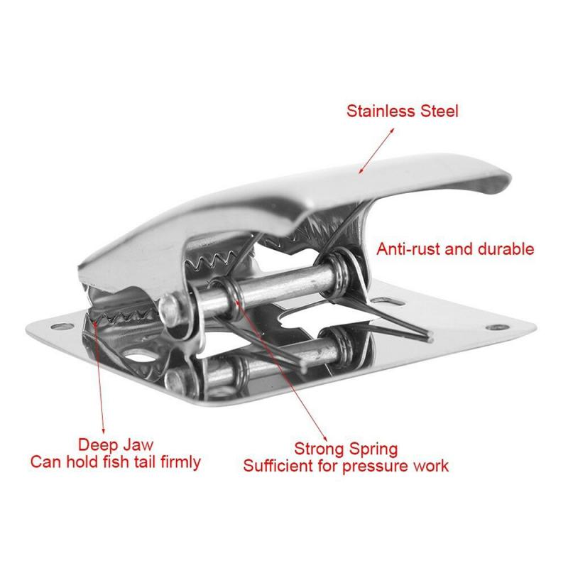 Stainless Steel Fillet Clamp For Fish Cleaning Board Deep-jaw Fishtail Clip With Fixing Screw In