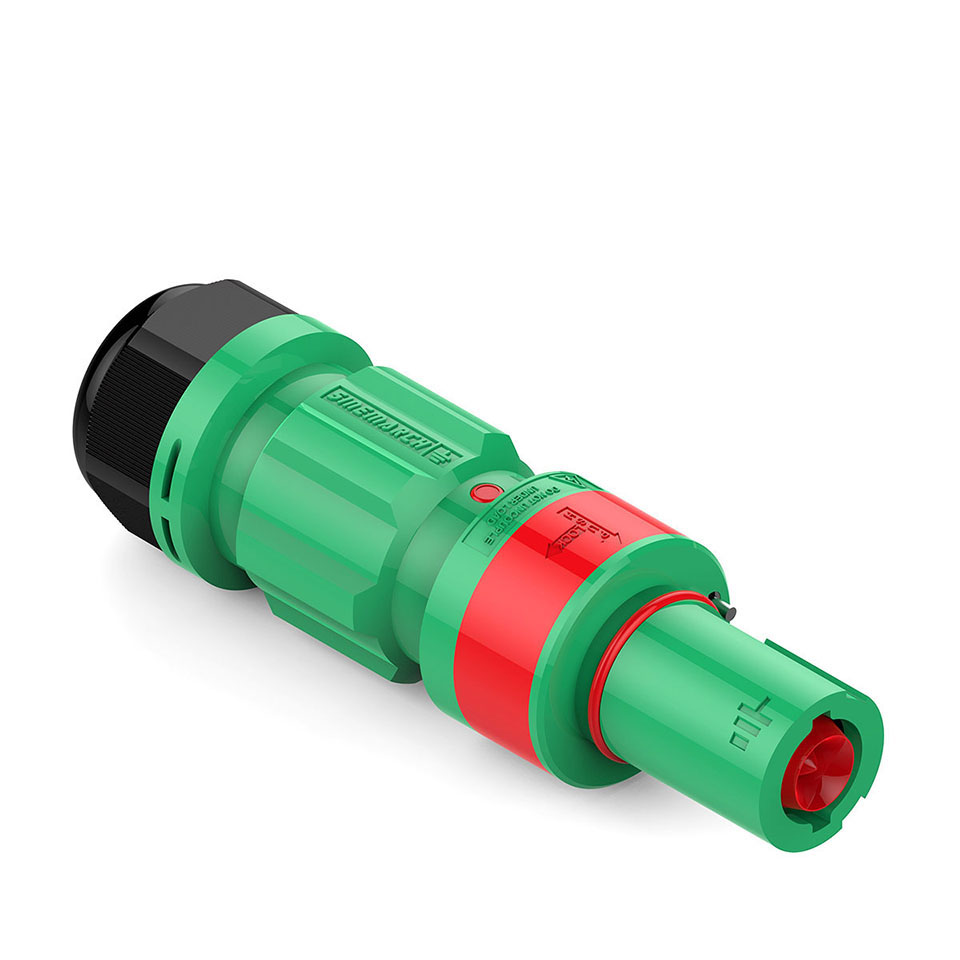 Powerart 400 -Ampere-inline-buchse, einpoliger netzstecker, kompatibel mit powerlock: Grün